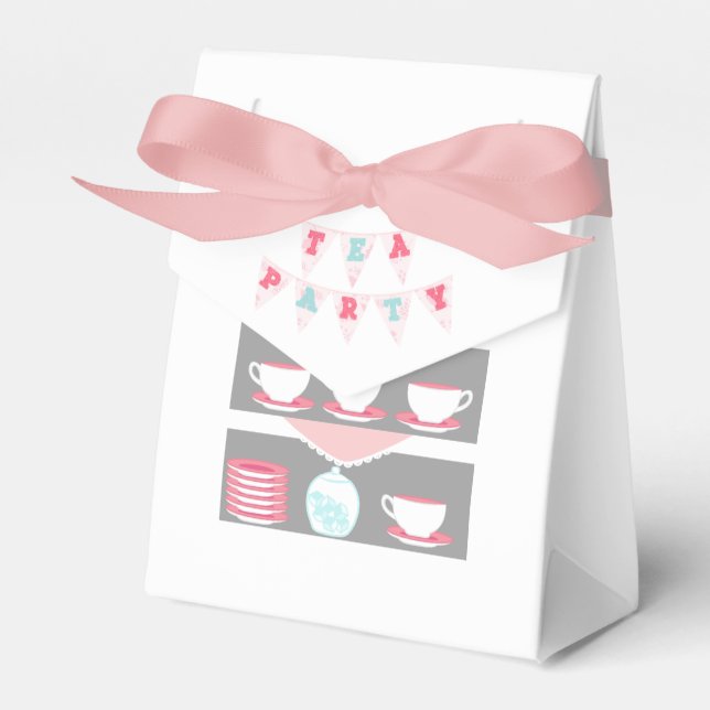 Shabby-Chic Girl Baby Dusche Tee Party Geschenkschachtel (Vorderseite)