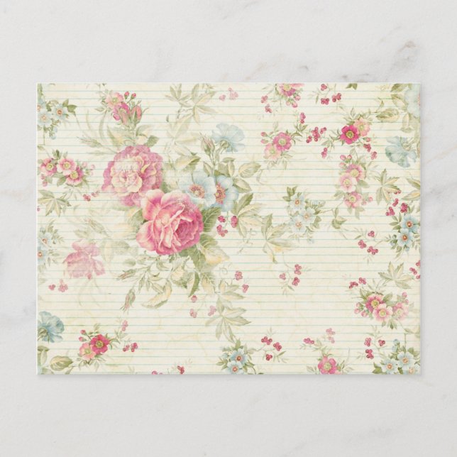 Shabby Chic grunge rosa Blumenmuster Postkarte (Vorderseite)