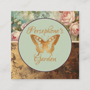 Shabby Chic Grunge Stil Blumen Florist Quadratische Visitenkarte