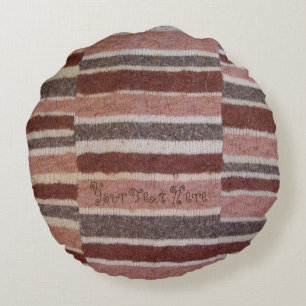 Shabby Chic handgestrickter braunes biege Rundes Kissen