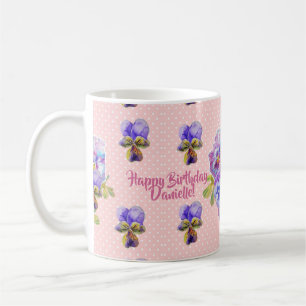 Shabby Chic Happy Geburtstag Liebe Blumenkohl Dot  Kaffeetasse