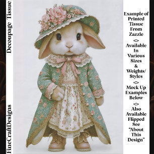 Shabby Chic Hase im Blumenkleid EV6L Decoupage Seidenpapier