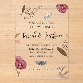 Shabby Chic Hochzeit Pressed Blume Einladung Hochz