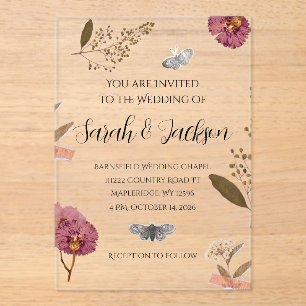 Shabby Chic Hochzeit Pressed Blume Einladung Hochz