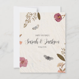 Shabby Chic Hochzeit Pressed Blume Save the Date Postkarte