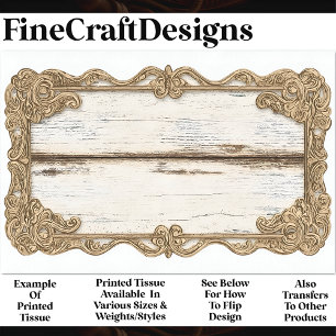 Shabby Chic Holz + Gold Scroll Rahmen AN3 Decoupag Seidenpapier