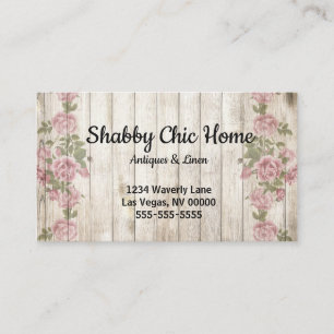 Shabby Chic-Holz-und Rosen-Geschäfts-Karte Visitenkarte