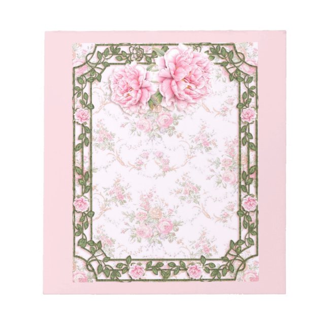 Shabby Chic Hübsch Peonies Notizblock (Vorderseite)