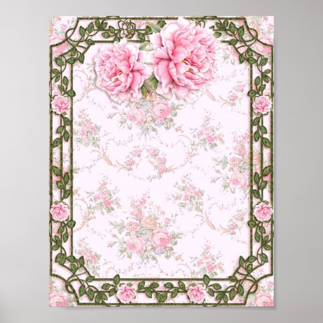 Shabby Chic Hübsch Peonies Poster (Vorne)