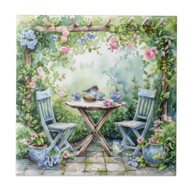 Shabby Chic Hütte Garden Keramik Tile Fliese (Vorderseite)