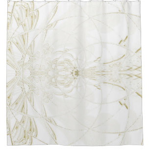 Shabby Chic Hütte neutrale Scrollwork Druckseite Duschvorhang