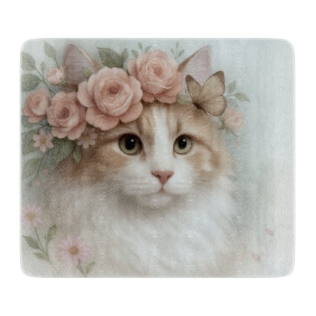 Shabby Chic Katzen-Schneidbrett Schneidebrett (Vorderseite)