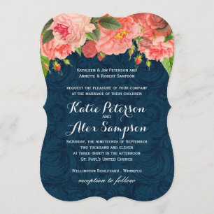 Shabby Chic-Koralle und Einladung