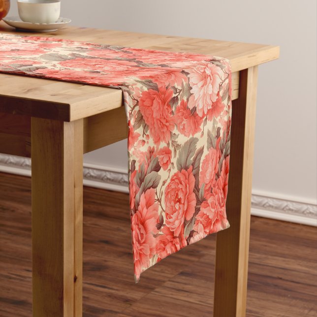 Shabby Chic-Korallen-Blume Kurzer Tischläufer (Beispiel)