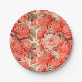 Shabby Chic-Korallen-Blume Pappteller
