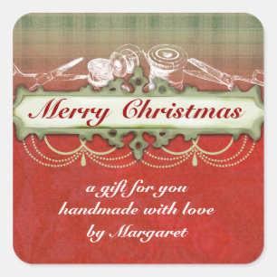 Shabby Chic Kronleuchter Weihnachtsferien nähen Quadratischer Aufkleber