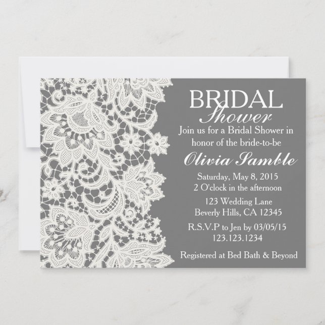 Shabby Chic Lace Bridal Dusche Einladung (Vorderseite)
