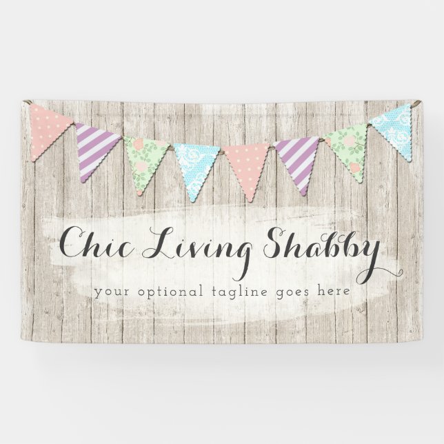 Shabby Chic-Land-Flagge auf rustikalem gemaltem Banner (Horizontal)