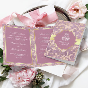 Shabby Chic Lavendel Gold Blumen Muslimische Hochz Einladung