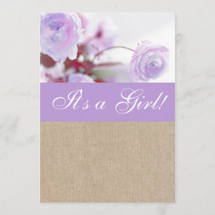 Shabby Chic Lavender Peony Burlap Babydusche Einladung