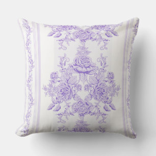 Shabby chic,lavender,toile,pattern,floral,Victoria Kissen