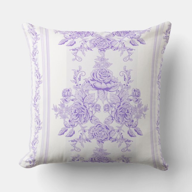 Shabby chic,lavender,toile,pattern,floral,Victoria Kissen (Vorderseite)
