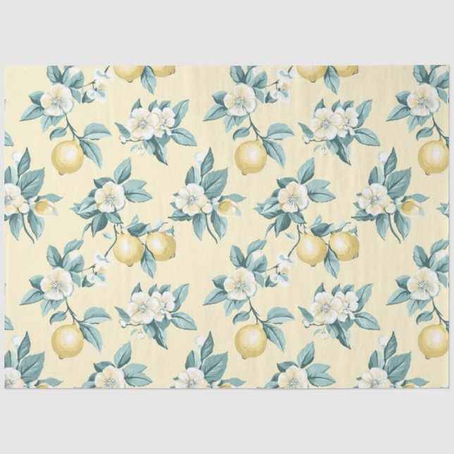 Shabby Chic Lemon Floral Series Design #10 Seidenpapier (Vorderseite)