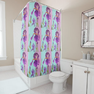 Shabby Chic Lila Iris Blauer violetter Duschvorhan Duschvorhang