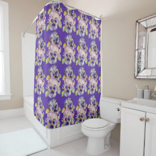 Shabby Chic Lila Pansy Violet Duschvorhang