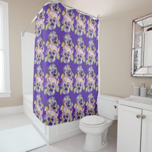 Shabby Chic Lila Pansy Violet Duschvorhang (Beispiel)