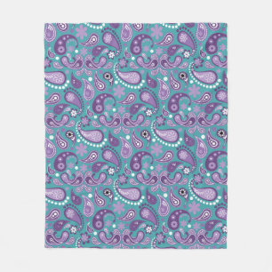 Shabby Chic Lila und Blau Paisley-Muster Fleecedecke