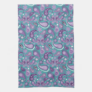 Shabby Chic Lila und Blau Paisley Muster Geschirrtuch