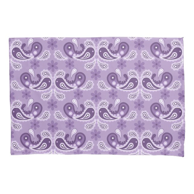 Shabby Chic Lila und weiß Paisley Muster Kissenbezug (Vorderseite)