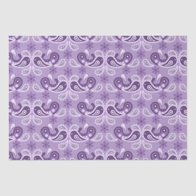 Shabby Chic Lila und weiß Paisley Muster Seidenpapier (Vorderseite)