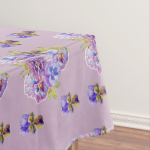 Shabby Chic Lilac Chintz Pansy Floral Tableclout Tischdecke