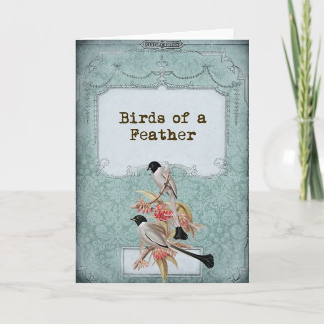 Shabby Chic Love Birds II Feiertagskarte (Vorderseite)