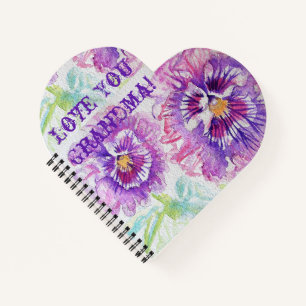 Shabby Chic Love You Grandma Purple Pansy Carnet