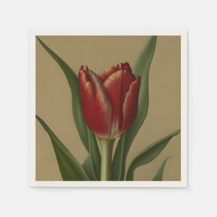 Shabby Chic Lovely Red Tulip Serviette
