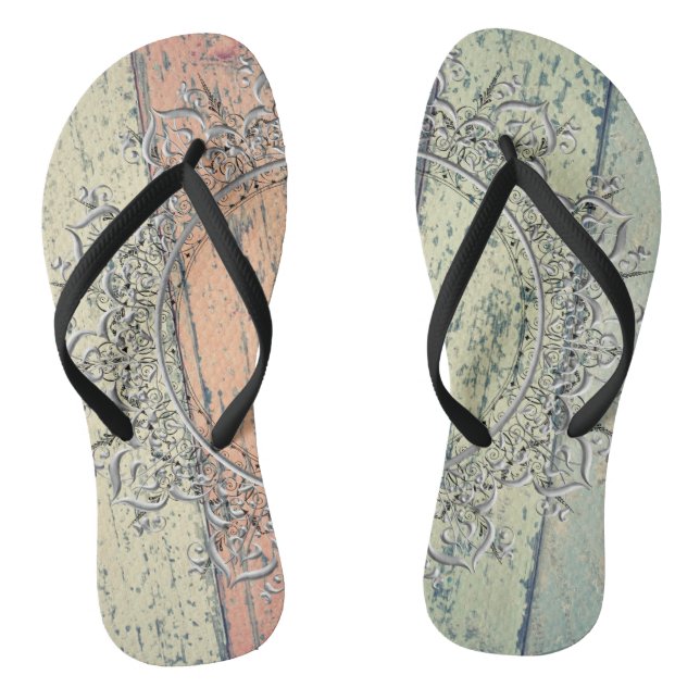 Shabby Chic Mandala Flip Flops (Fußbett)