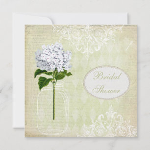 Shabby Chic Mason Jar & Hydrangea Brautparty Einladung