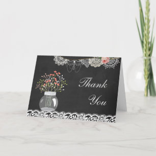 Shabby Chic-Maurer-Glas und Spitze danken Ihnen Dankeskarte