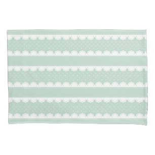Shabby Chic Minze Grüne Spitze Streifen Muster Kissenbezug