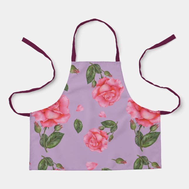 Shabby Chic mit rosa Rosen Muster Schürze (Vorderseite)