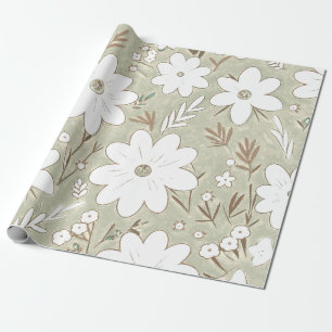 Shabby Chic Naturstein Retro Daisy Gemustert Geschenkpapier