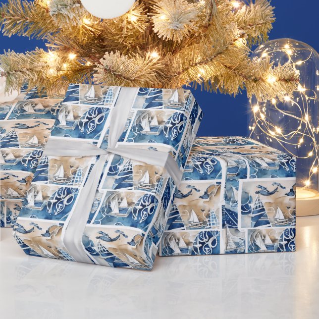 Shabby Chic Nautic Theme Wrapping Paper Geschenkpapier (Feiertage)