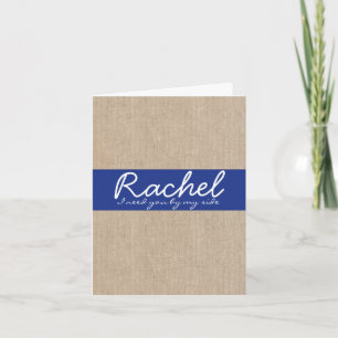 Shabby Chic Navy Blue Burlap Bridesmaid Card Einladung