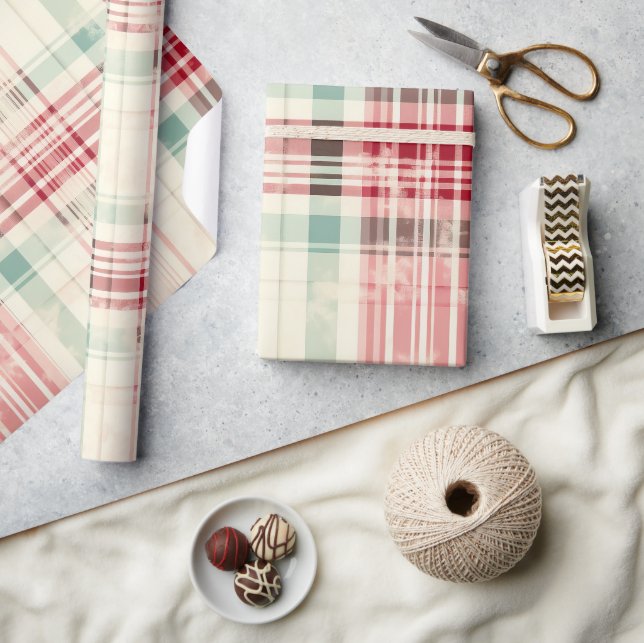 Shabby Chic Not Weihnachts-Tartan Geschenkpapier (Kunsthandwerk)
