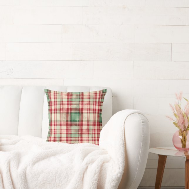 Shabby Chic Not Weihnachts-Tartan Kissen (Liege)