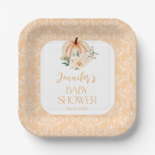 Shabby Chic Orange Little Pumpkin Baby Dusche Pappteller