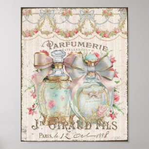 Shabby Chic Parfüm Bottles French Script Poster
